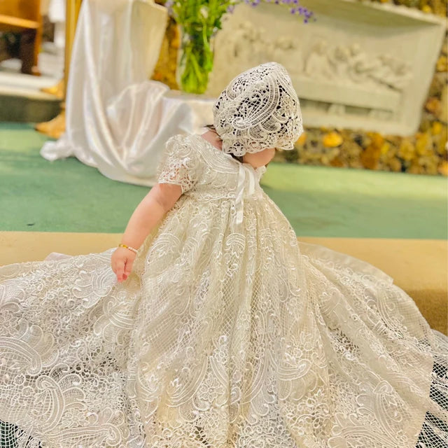 Royal Leonor Christening gown | Sparkling baptism gown | Elegant hand- |  Caremour